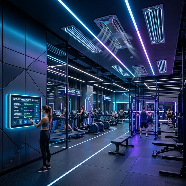 Iluminación inteligente en un gimnasio moderno
