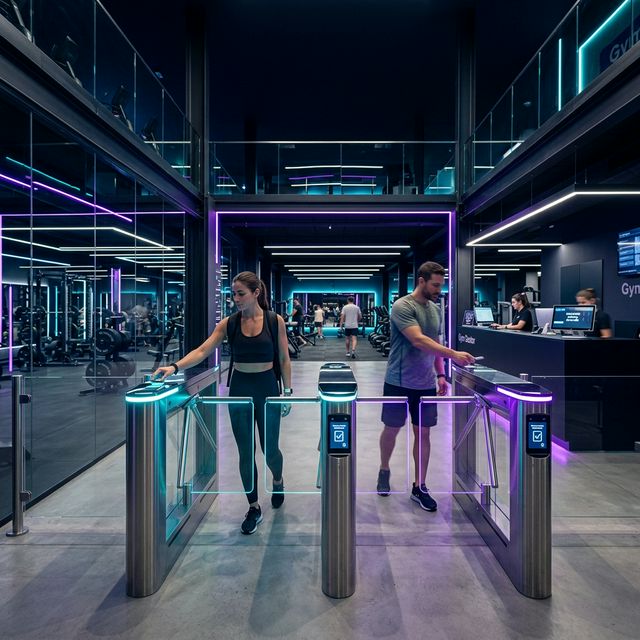 Centro deportivo con tornos de control de acceso inteligente